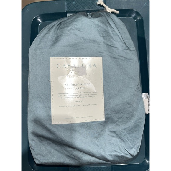 Casaluna 4 Piece Full Sheet Set in Light Teal Open Package - Picture 1 of 2